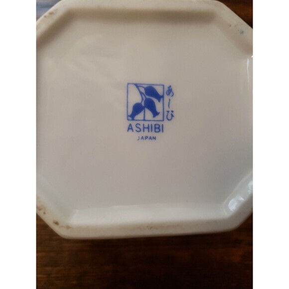 Ashibi Japan Porcelain Trinket Jewelry Box Lid Floral Blue White Vintage Small - Picture 11 of 11